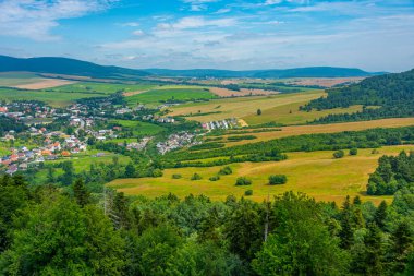 Slovakya 'nın Bardejov ilçesinde panorama manzarası.