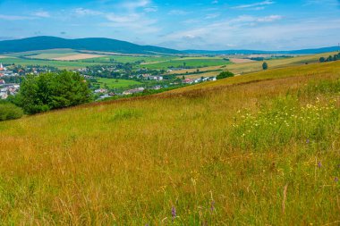Slovakya 'nın Bardejov ilçesinde panorama manzarası.