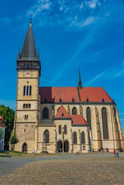 Bardejov, Slovakya 'daki ana meydanda Aziz Egidius Katedrali.