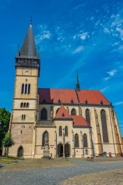 Bardejov, Slovakya 'daki ana meydanda Aziz Egidius Katedrali.