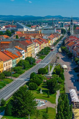 Presov, Slovakya 'daki ana meydanın panorama görüntüsü.