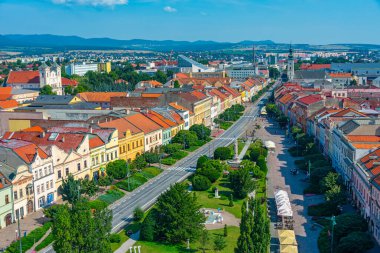 Presov, Slovakya 'daki ana meydanın panorama görüntüsü.