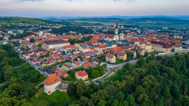 Levoca, Slovakya 'da günbatımı manzara.