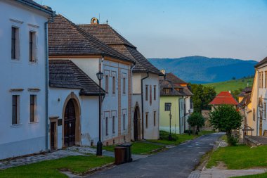 Slovakya 'da Spisska kapitülünün günbatımı görünümü.