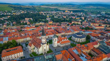 Levoca, Slovakya 'da günbatımı manzara.