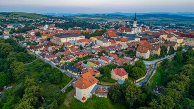 Levoca, Slovakya 'da günbatımı manzara.