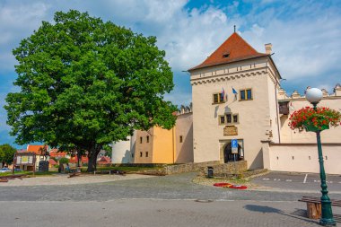 Slovakya 'daki Kezmarok Kalesi güneşli bir günde.