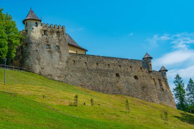 Slovakya 'da güneşli bir günde Stara Lubovna kalesi.