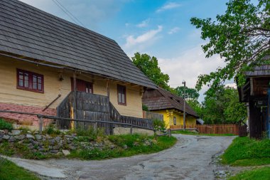 Geleneksel Slovakya köyünde yaz günü. Görüntü