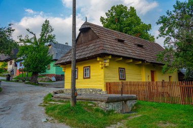 Geleneksel Slovakya köyünde yaz günü. Görüntü