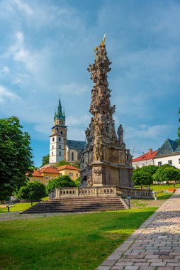 Kremnica Kalesi ve Slovakya 'daki veba kolonu.