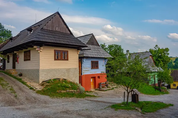 Geleneksel Slovakya köyünde yaz günü. Görüntü