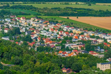 Prievidza, Slovakya 'nın hava görüntüsü.