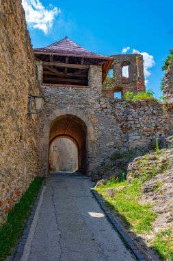 Slovakya 'daki Trencin şatosunun görüntüsü.