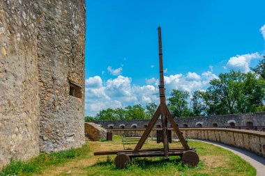 Slovakya 'daki Trencin kalesinde tarihi silahlar.