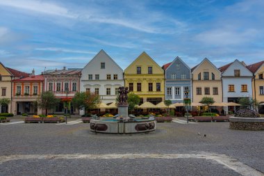 Zilina, Slovakya 'daki Marianske isim meydanının gün doğumu manzarası.