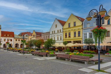 Zilina, Slovakya 'daki Marianske isim meydanının gün doğumu manzarası.