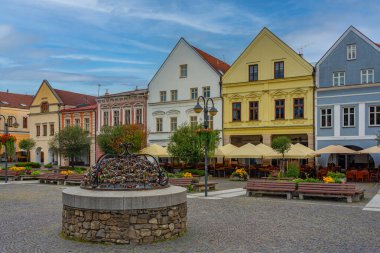 Zilina, Slovakya 'daki Marianske isim meydanının gün doğumu manzarası.