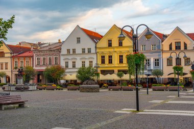 Zilina, Slovakya 'daki Marianske isim meydanının gün doğumu manzarası.