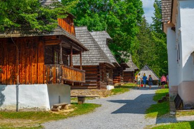 Slovakya 'daki Orava Village Müzesi' nde geleneksel mimari.