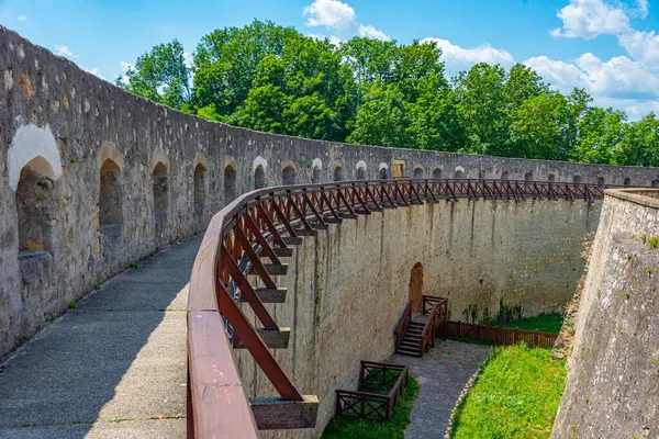 Slovakya 'daki Trencin şatosunun görüntüsü.