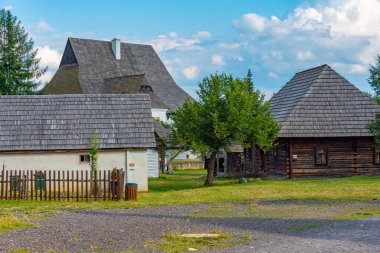 Pribylina, Slovakya 'daki Liptov Village Müzesi' nde geleneksel mimari.