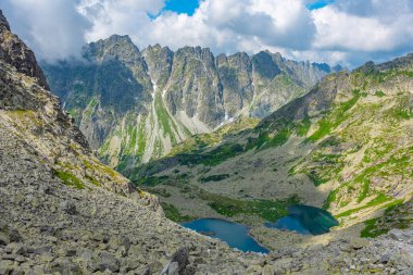 Rysy Peak 'ten High Tatras' ın Panorama görünümü.