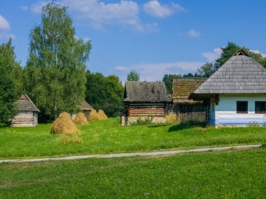 Slovakya 'nın Martin kentindeki Slovak Köy Müzesi' nde geleneksel mimari.