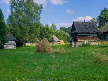 Slovakya 'nın Martin kentindeki Slovak Köy Müzesi' nde geleneksel mimari.