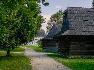Slovakya 'nın Martin kentindeki Slovak Köy Müzesi' nde geleneksel mimari.