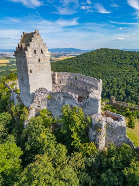 Slovakya 'daki Topolcany kalesinin panorama manzarası.