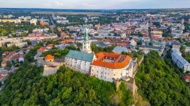 Slovakya 'daki Nitra kalesinin Panorama manzarası.