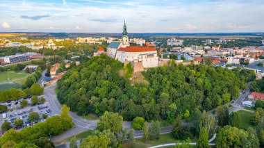 Slovakya 'daki Nitra kalesinin Panorama manzarası.