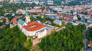 Slovakya 'daki Nitra kalesinin Panorama manzarası.