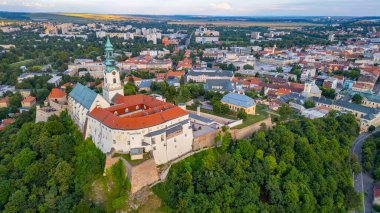 Slovakya 'daki Nitra kalesinin Panorama manzarası.