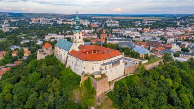 Slovakya 'daki Nitra kalesinin Panorama manzarası.