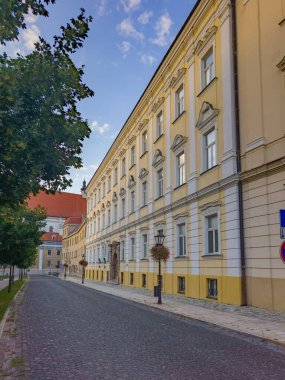 Slovakya 'nın Trnava kentindeki tarihi evler.