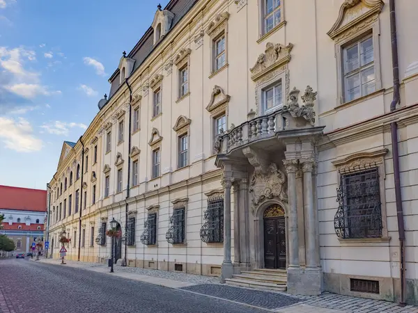 Slovakya 'nın Trnava kentindeki tarihi evler.