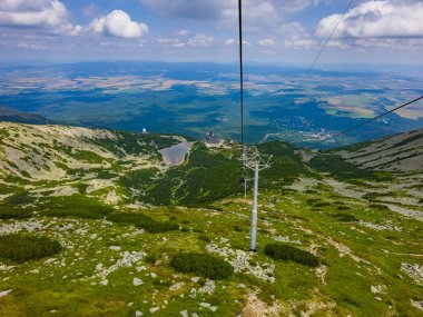 Tatranska Lomnica, Slovakya 'daki Lomnicky Stit' e telgraf çek.