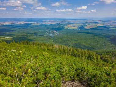 Tatranska Lomnica 'nın Slovakya' daki Panorama manzarası.