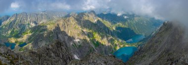 Rysy Peak 'ten High Tatras' ın Panorama görünümü.