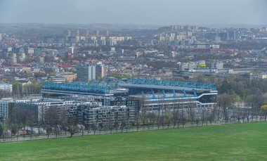 Polonya 'nın Krakow.IMAGE şehrinde futbol stadyumu
