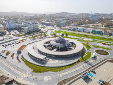 Kielce, Poland.IMAGE 'deki otobüs durağı görüntüsü
