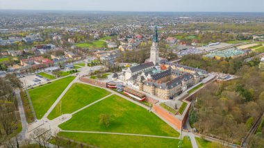 Czestochowa, Poland.IMAGE 'deki Jasna Gora manastırının panorama manzarası