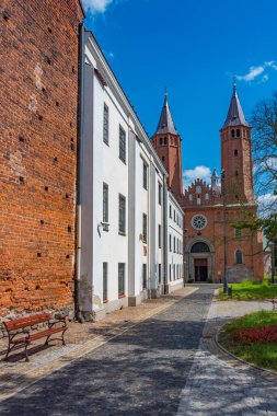 Plock, Poland.IMAGE 'deki katedralin görüntüsü