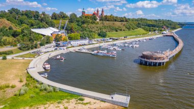 Plock, Poland.IMAGE 'deki marina manzarası