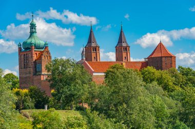 Plock, Poland.IMAGE 'deki katedralin panorama görüntüsü