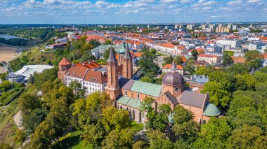 Plock, Poland.IMAGE 'deki katedralin panorama görüntüsü
