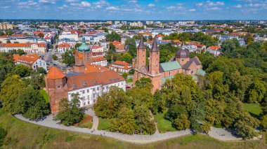 Plock, Poland.IMAGE 'deki katedralin panorama görüntüsü