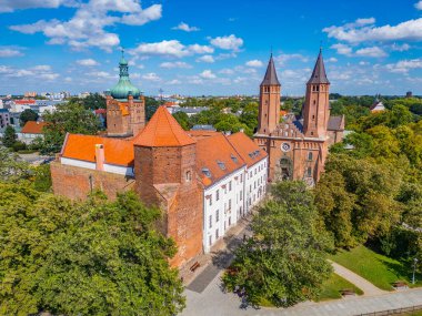 Plock, Poland.IMAGE 'deki katedralin panorama görüntüsü